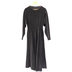 Ralph Lauren Long Dress Maxi Velour Velvet Whimsygoth Gray Long Sleeves Medium‎